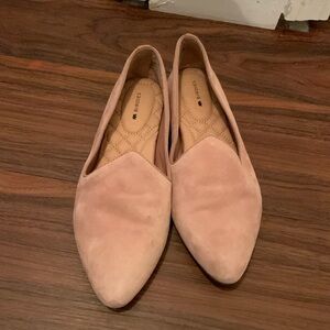 Pink Nude Suede Leather Birdies Heron Mules | Size 7